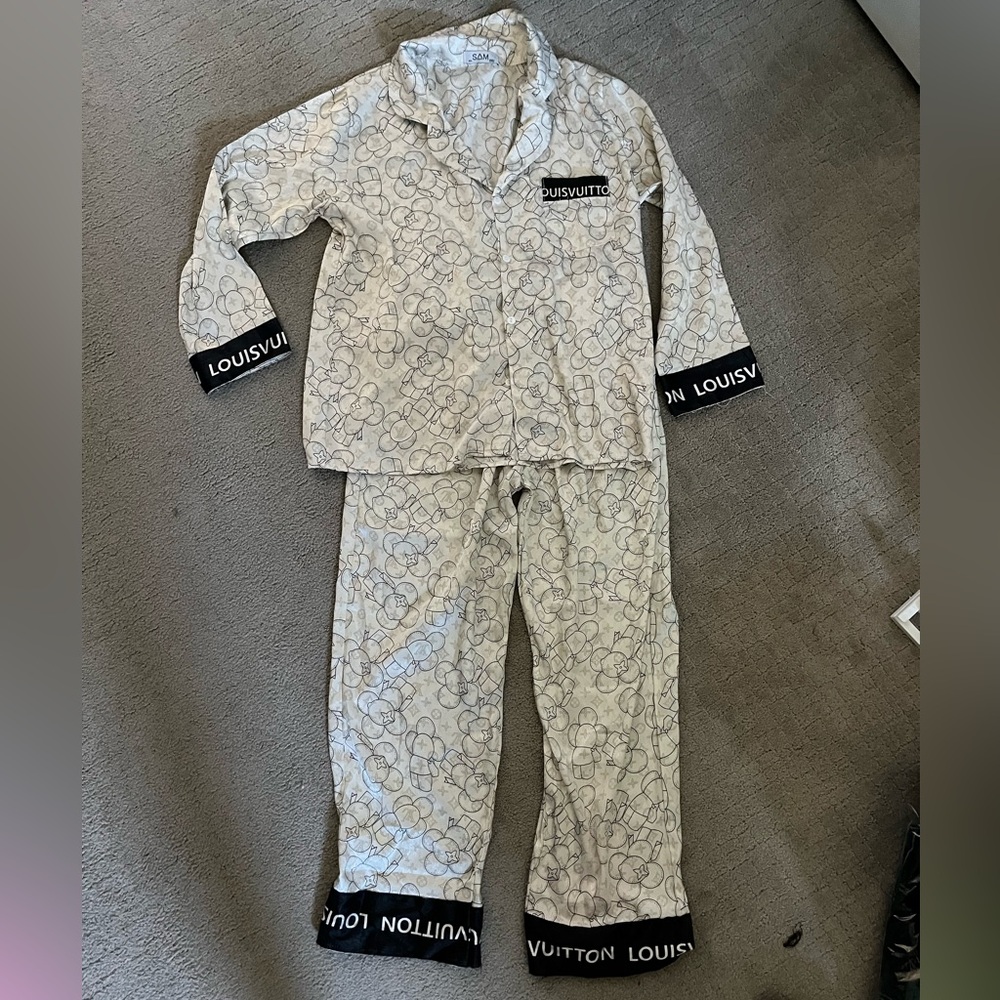 SAM Kids Pajamas - White and Black NOT actual Louis Vuitton. Adult XS or kids